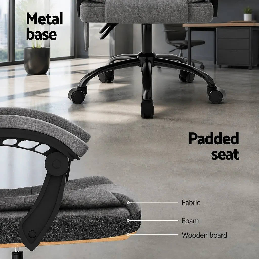 Massage Office Chair Grey High Back 2 Point Lumbar Support Reclining