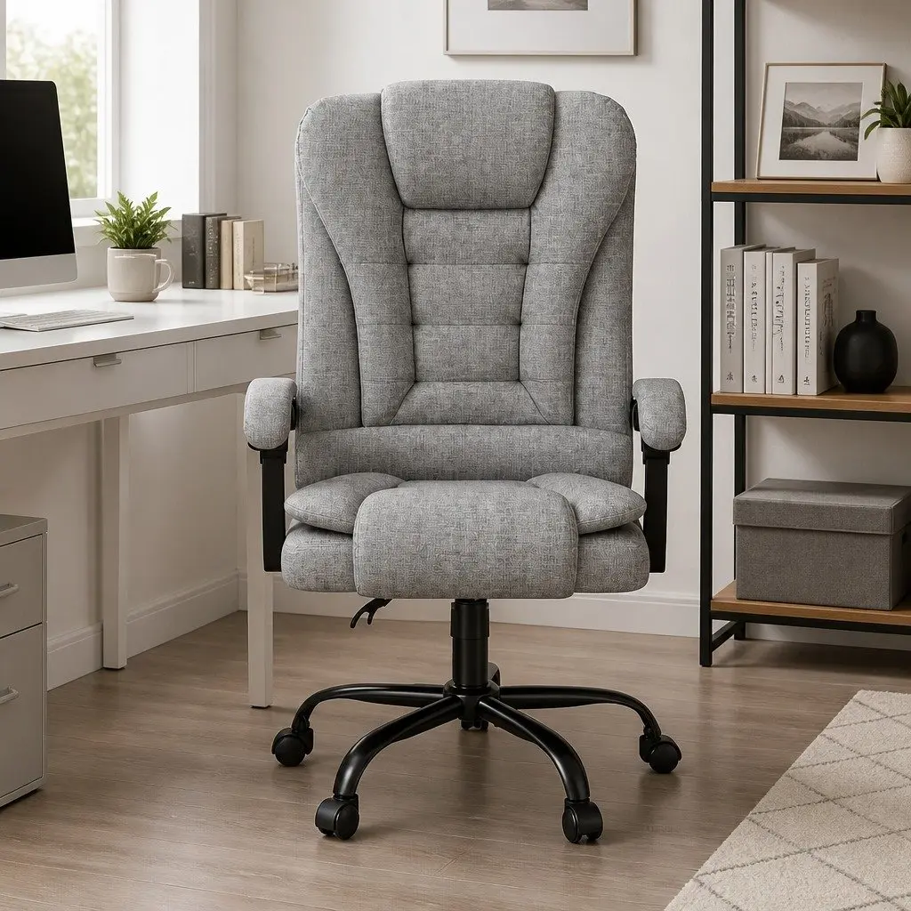 Executive Office Chair Grey Ergonomic 4-Point Massage Adjustable Recline Swivel