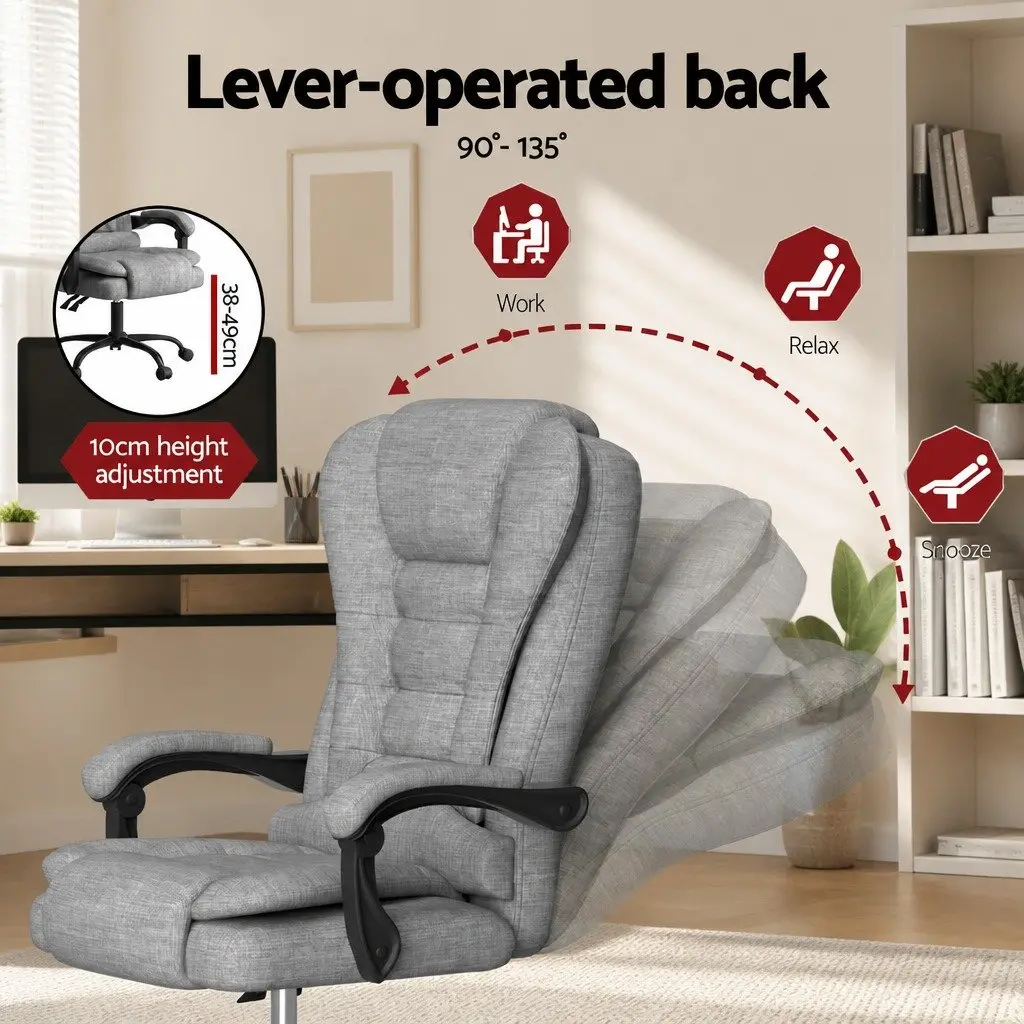 Executive Office Chair Grey Ergonomic 4-Point Massage Adjustable Recline Swivel