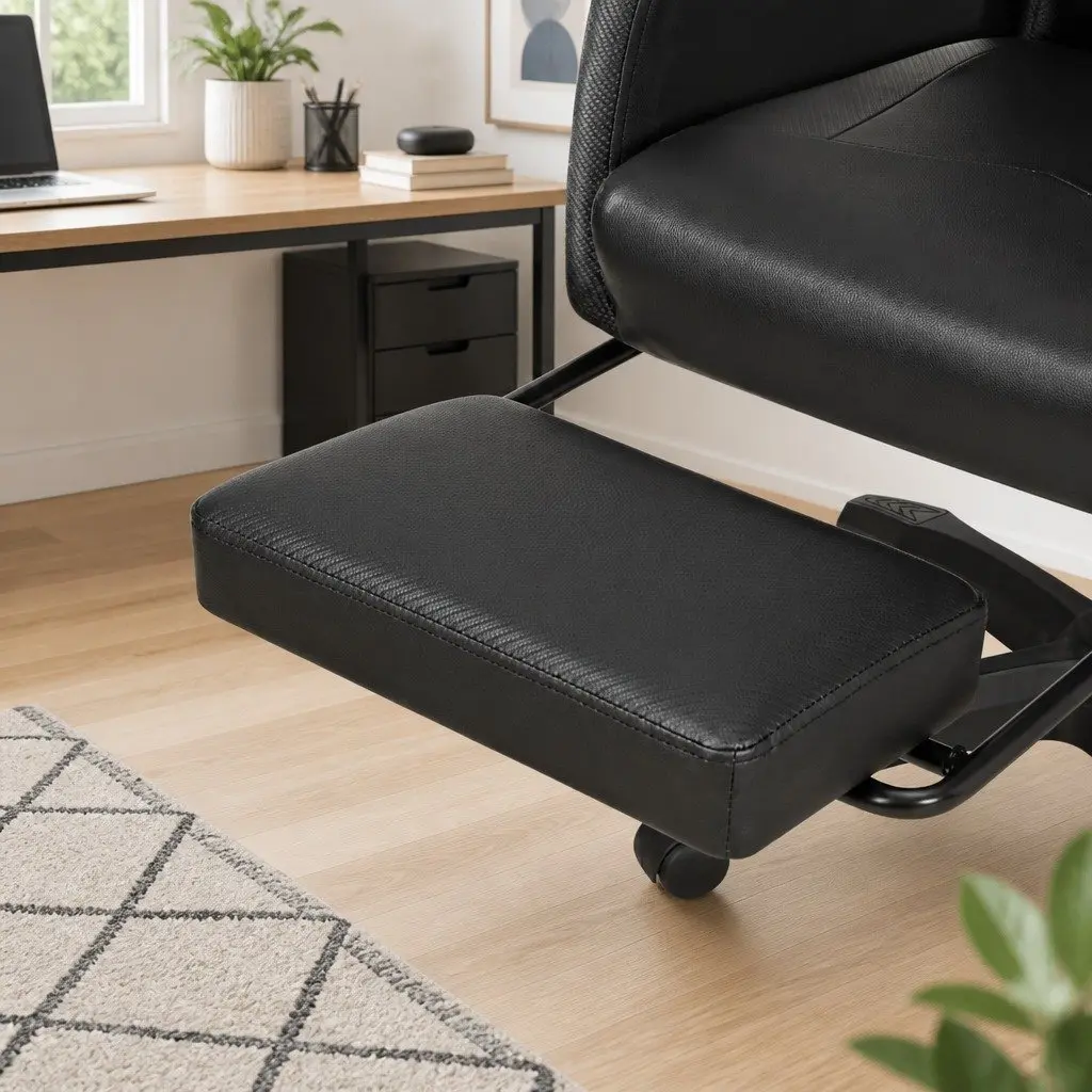 Massage Gaming Office Chair Black 6 Point Vibration with 7 LED Footrest Recliner