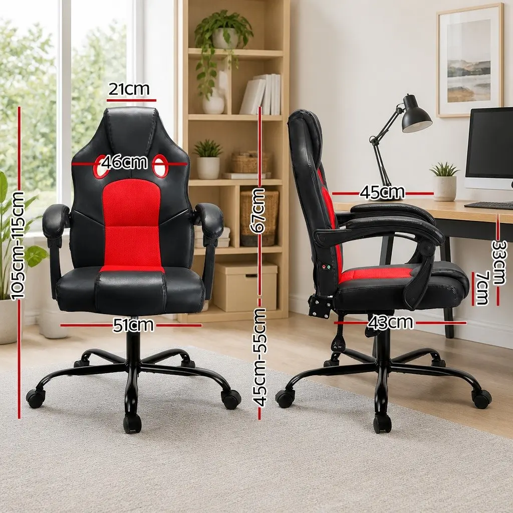 Massage Gaming Office Chair High Back PU Leather 2-Zone Vibration Reclining