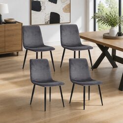 Elevate Your Dining Space with 4 Grey Velvet Chairs