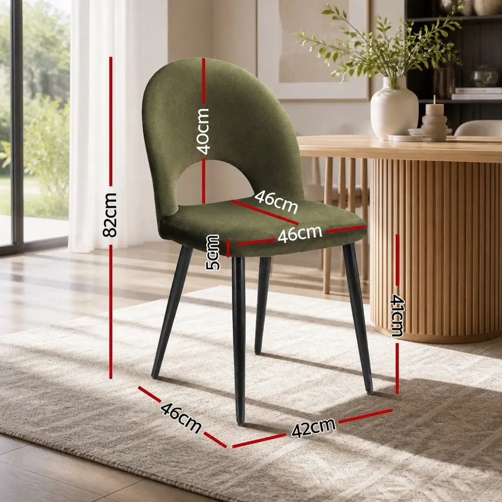 Dining Chairs Set of 4 Velvet Green Padded Seat Kitchen Dining Room Furniture