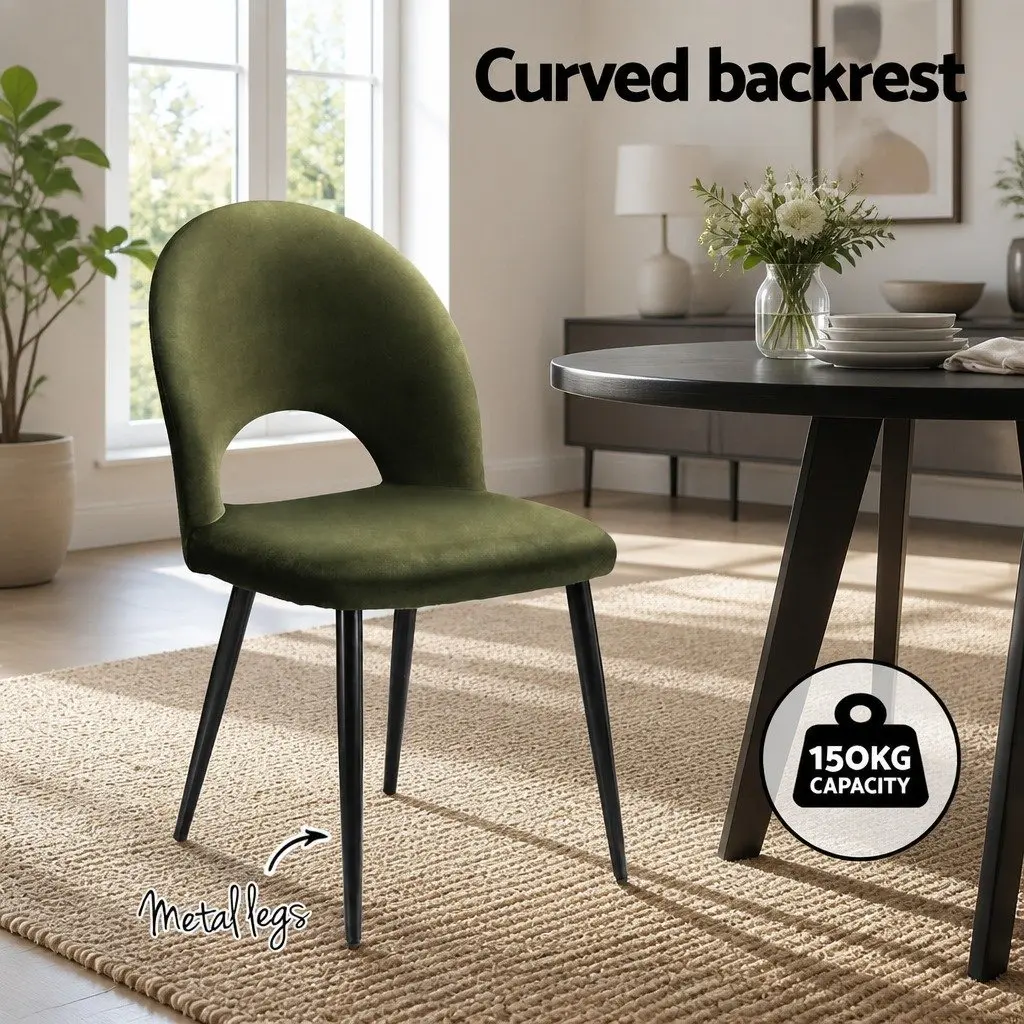 Dining Chairs Set of 4 Velvet Green Padded Seat Kitchen Dining Room Furniture