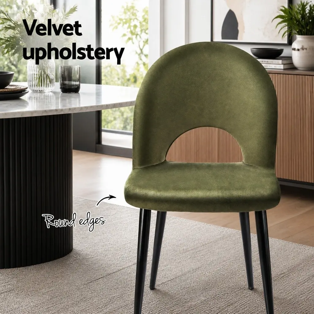Dining Chairs Set of 4 Velvet Green Padded Seat Kitchen Dining Room Furniture