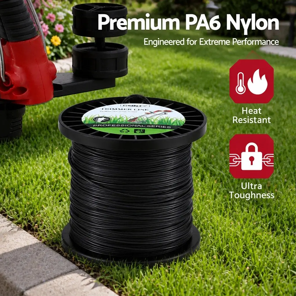 Whipper Snipper Trimmer Line 100M 2.4mm PA6 Nylon Star Cutting Edge Black