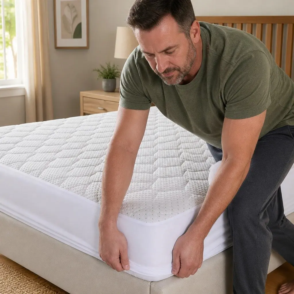 Single Mattress Protector 188cm x 91cm Bamboo Fibre Waterproof Fitted Quilted