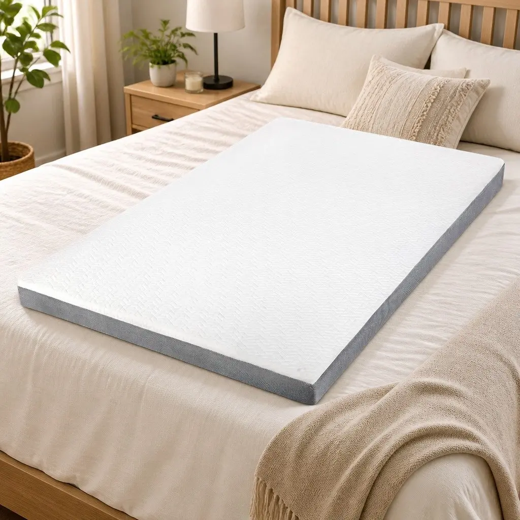 Memory Foam Mattress Topper Double Size Dual Layer Anti-Slip Removable Washable