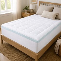Cooling Gel Memory Foam Topper for Queen Beds