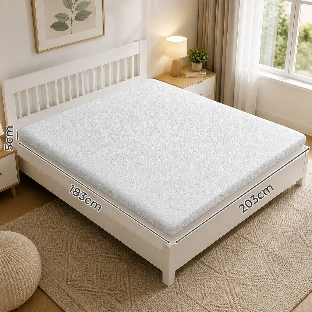 Memory Foam Mattress Topper King 5cm Dual-Sided Cooling Gel Pressure Relief
