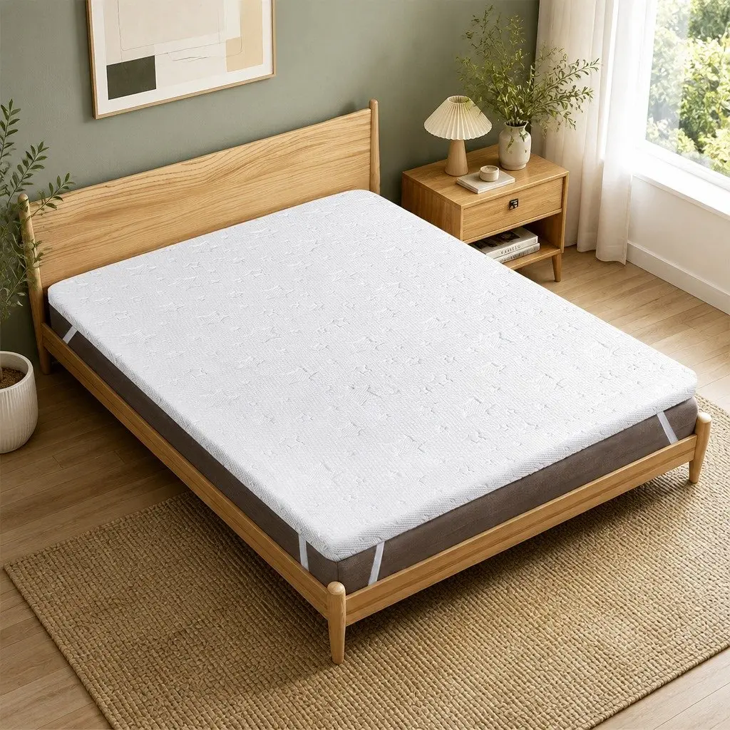 Memory Foam Mattress Topper King Single 5cm Dual Layer Cooling Gel Bamboo Charcoal