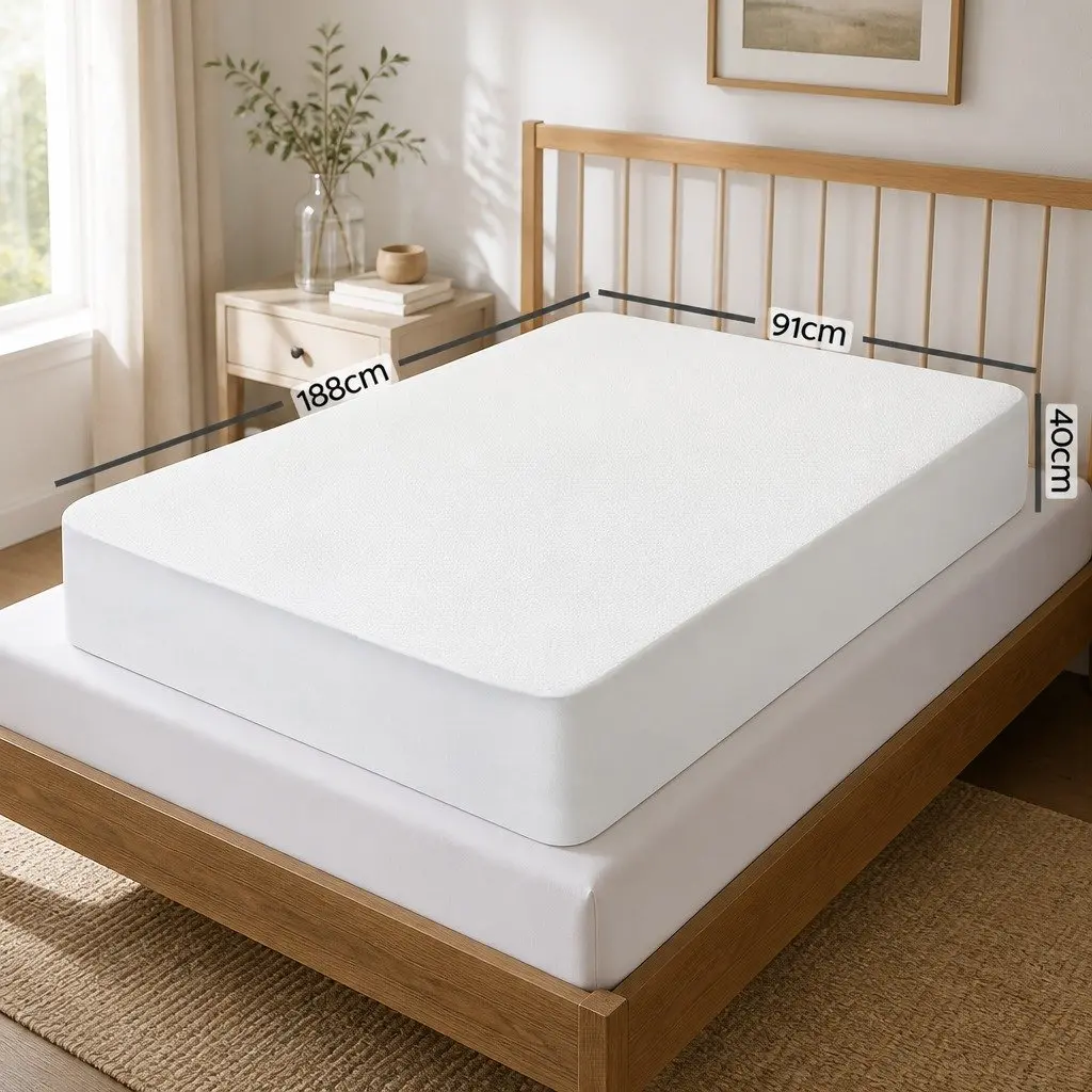 Mattress Protector Single Bamboo Fabric Water-Resistant Breathable Machine Washable
