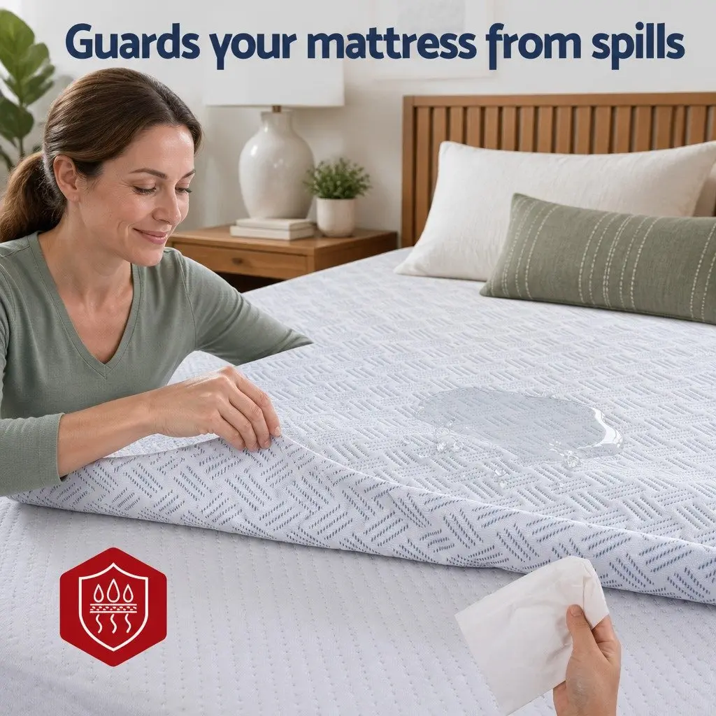Cooling Mattress Protector King Single Waterproof Deep Pocket Fitted Skirt