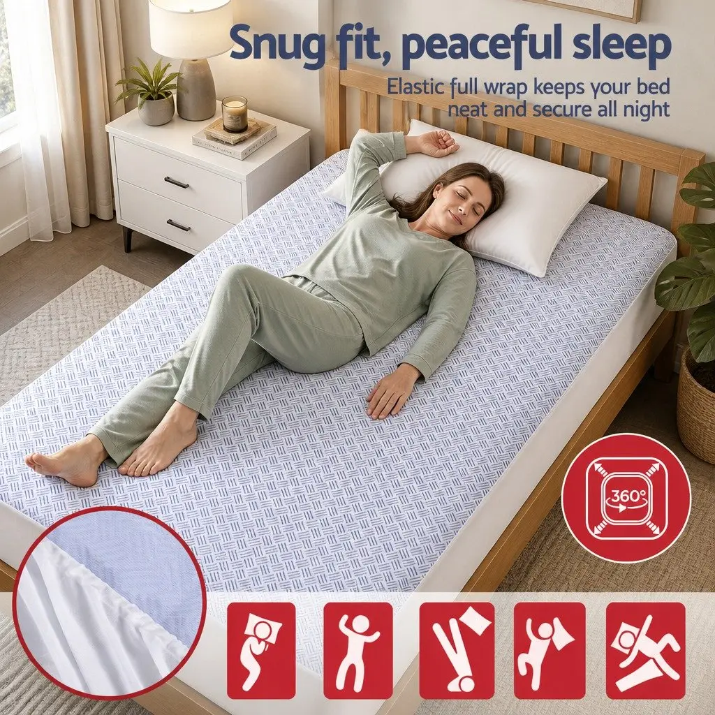 Cooling Mattress Protector King Single Waterproof Deep Pocket Fitted Skirt