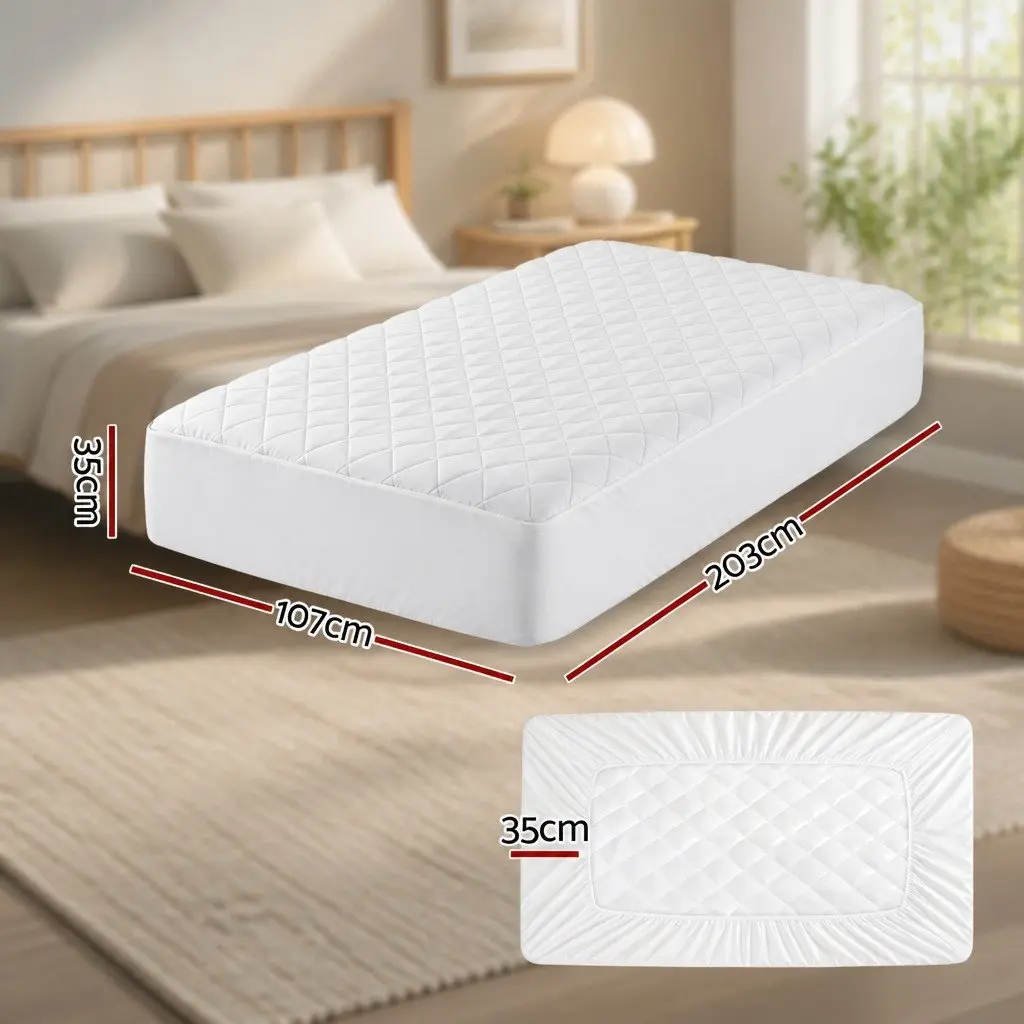 Waterproof Mattress Protector King Single 40cm Deep Fitted Quilted Cotton Cover