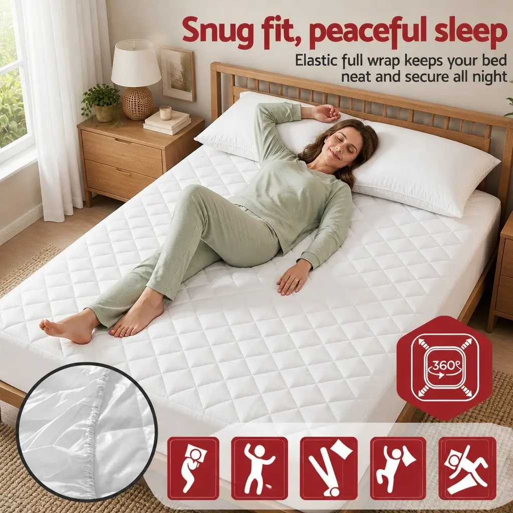 Waterproof Mattress Protector Queen Quilted Fitted Cotton Cover Deep Pocket