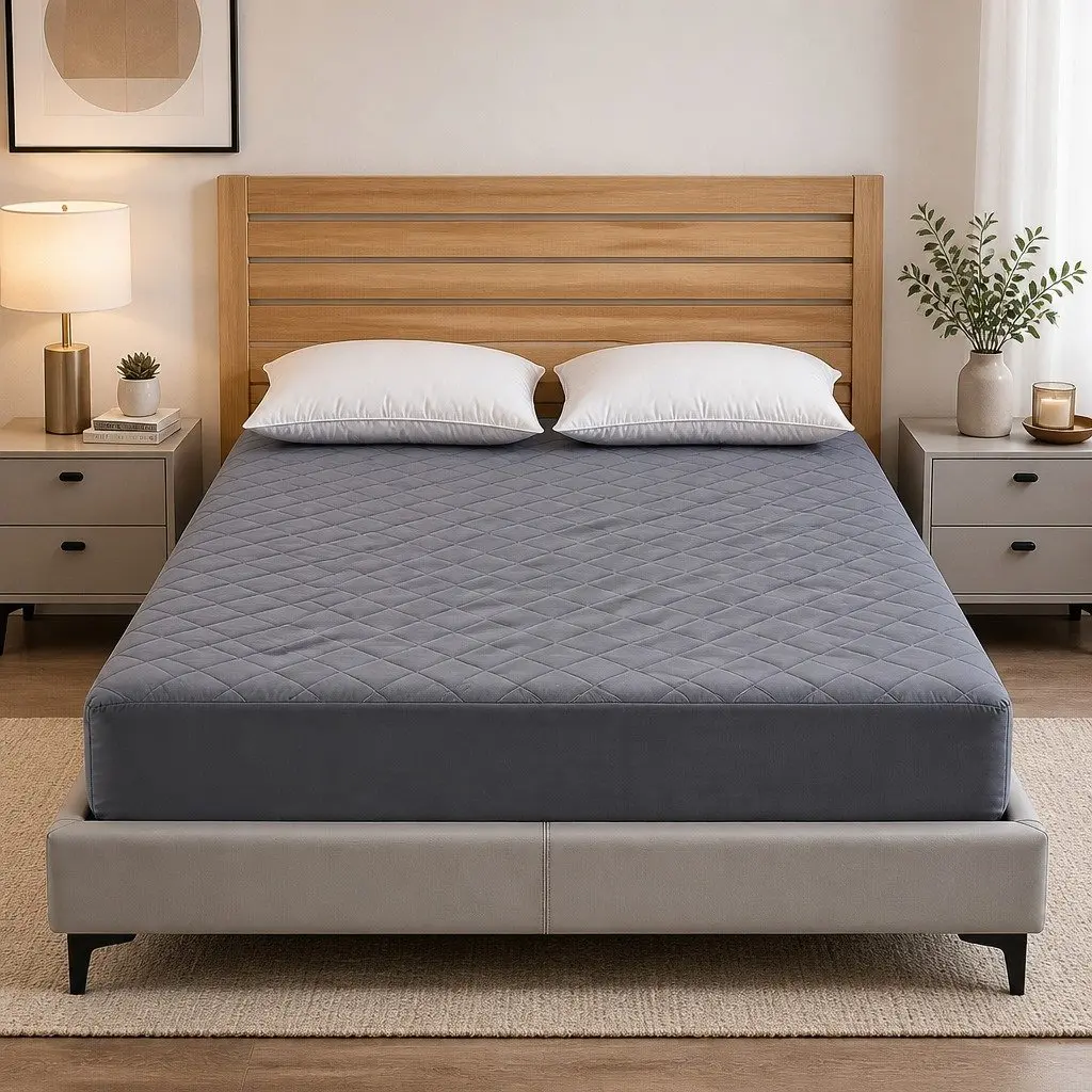 Microfiber Double Bed Mattress Protector Water-Resistant 360° Elastic Fitted
