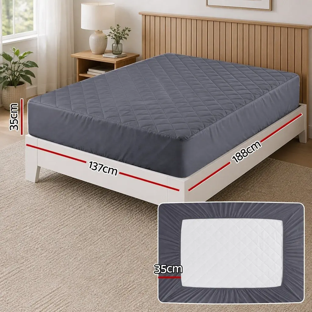 Microfiber Double Bed Mattress Protector Water-Resistant 360° Elastic Fitted