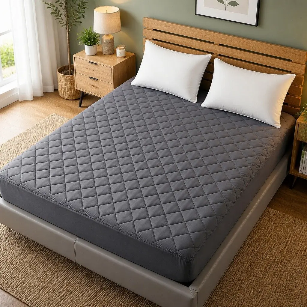 Microfiber Double Bed Mattress Protector Water-Resistant 360° Elastic Fitted