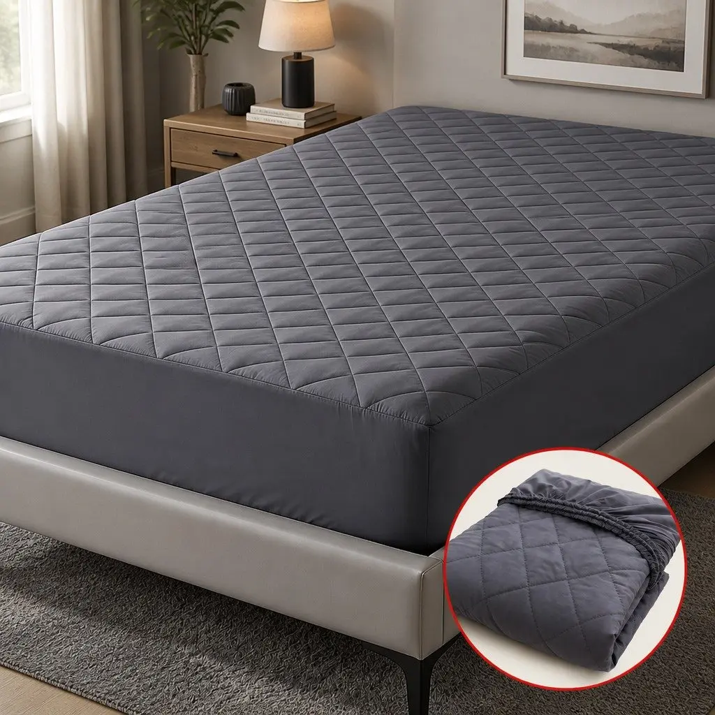 Single Mattress Protector 35cm Deep Pocket Water-Resistant Fitted Elastic Skirt