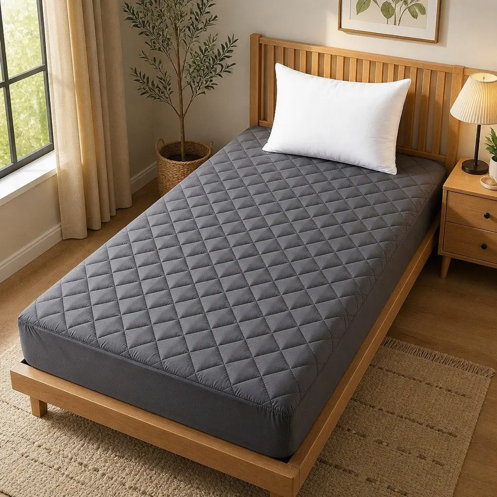 Single Mattress Protector 35cm Deep Pocket Water-Resistant Fitted Elastic Skirt