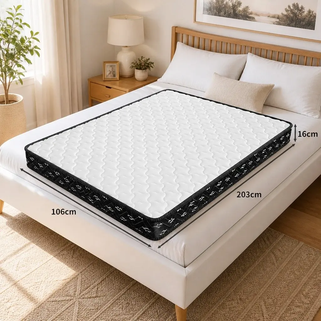 King Single Spring Mattress 16cm Bonnell Core Breathable Support Medium Soft