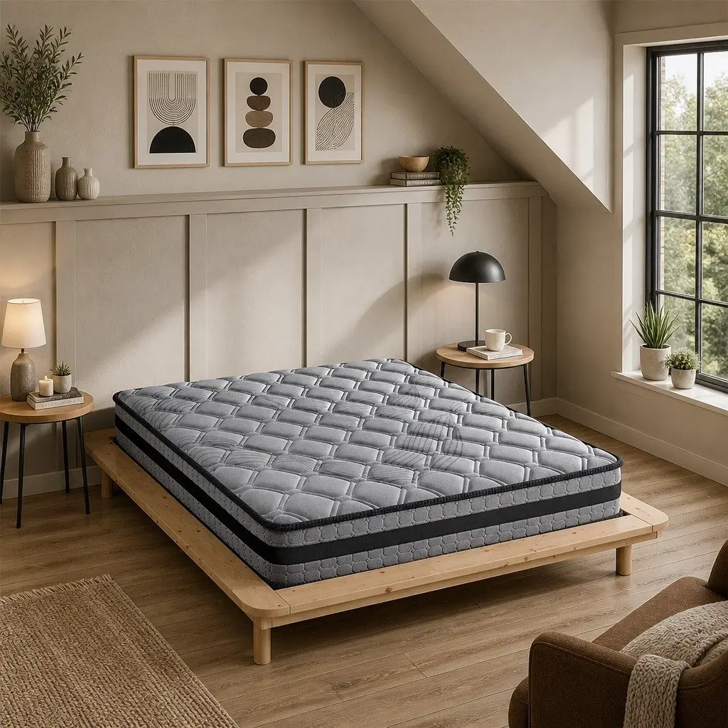 Queen Spring Mattress 22cm Medium Firm Support Pocket Coil Breathable Sleep Bed