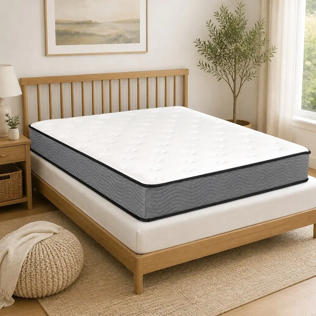 Queen Pocket Spring Mattress 203cm x 153cm Super Firm Support 6-Zone Independent Coil System