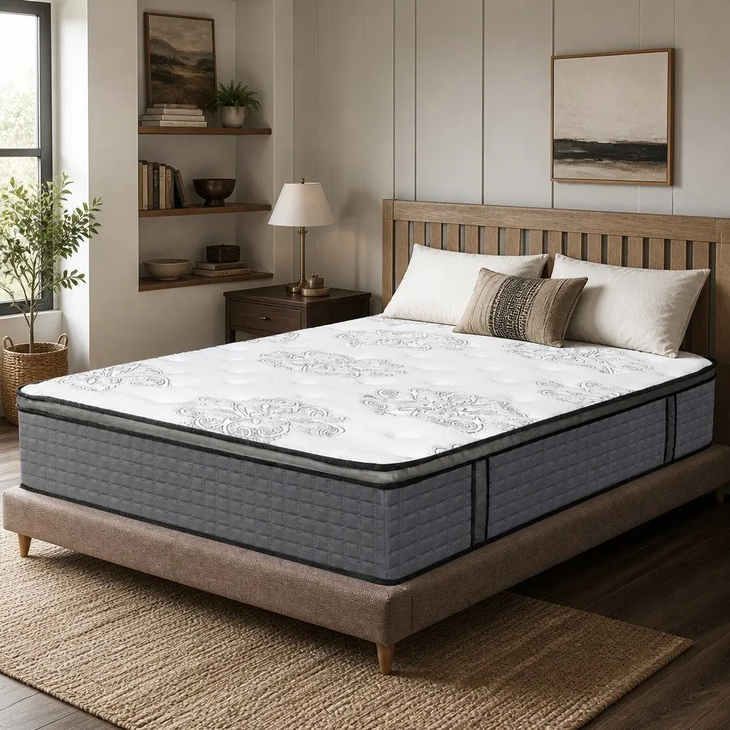 King Size Mattress 5-Zone Pocket Coil Medium Firm Egg-Crate Foam