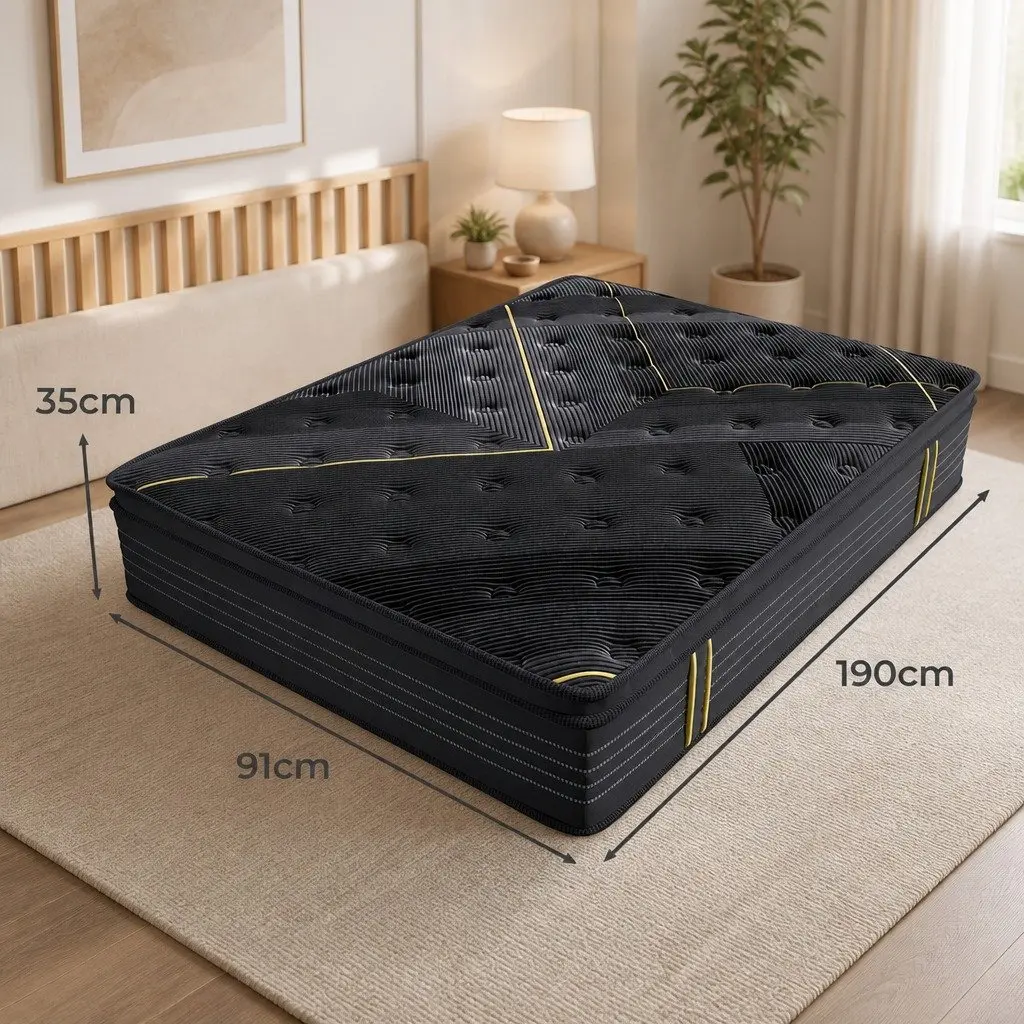 Single Spring Mattress 190cm Bamboo Charcoal Pocket Coil Euro Top Comfort Bed