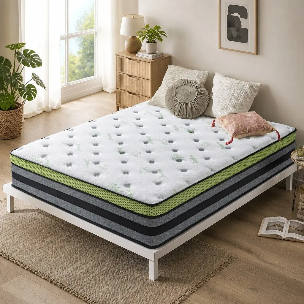 Pocket Spring Mattress King Medium-Firm Cooling Gel Memory Foam Support