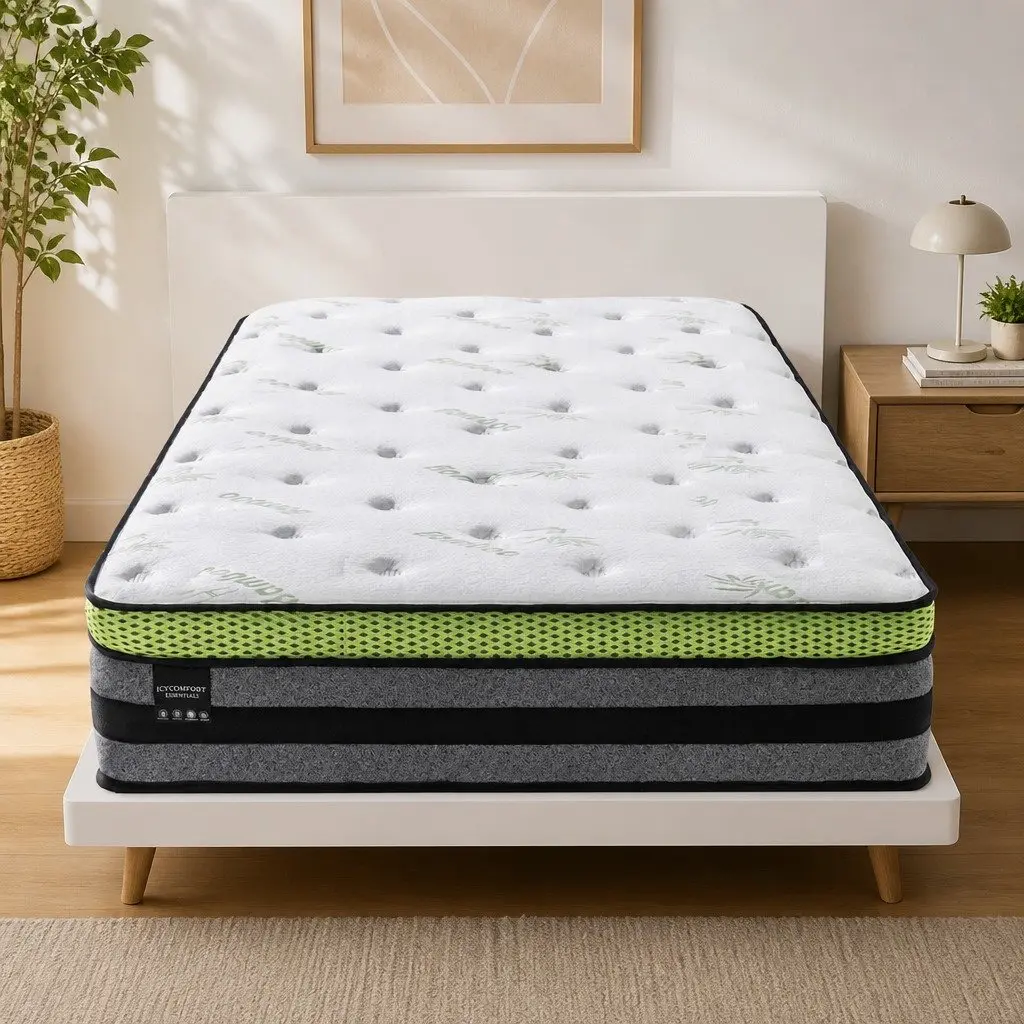 Pocket Spring Mattress King Single 7-Zone Medium-Firm Support Cool Gel Infused Memory Foam Bamboo Fibre Cover