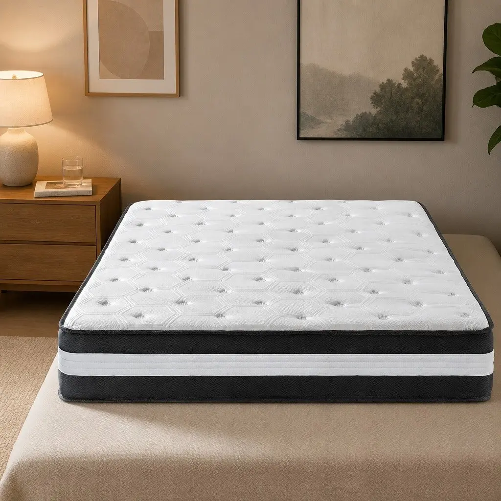 King Size Cooling Mattress 25cm Medium Firm Support 5 Zone Pocket Spring Gel Infused Memory Foam
