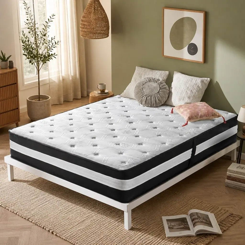 King Size Cooling Mattress 25cm Medium Firm Support 5 Zone Pocket Spring Gel Infused Memory Foam