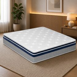 Double Spring Mattress Pillow Top 32cm Pocket Coil Bed Foam Support