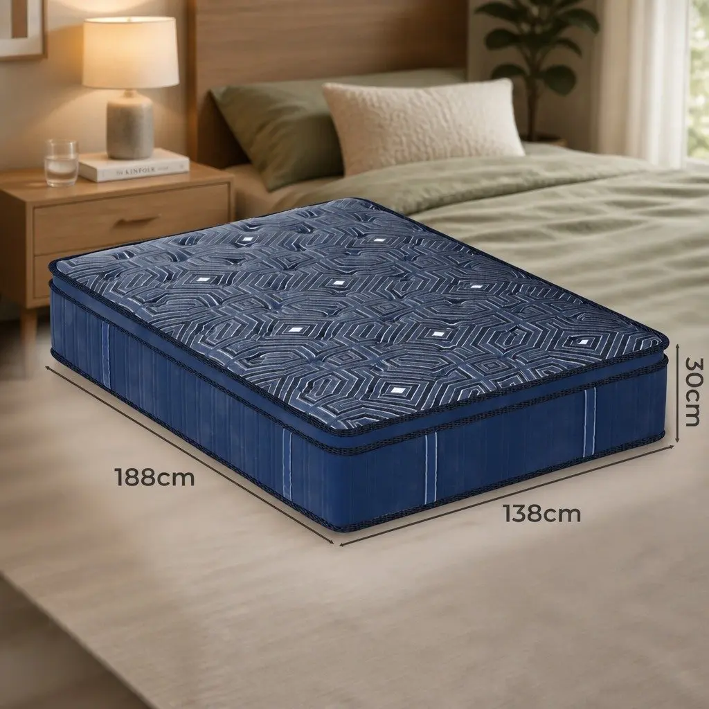 Double Spring Mattress 30cm Euro Top Pocket Coil Support