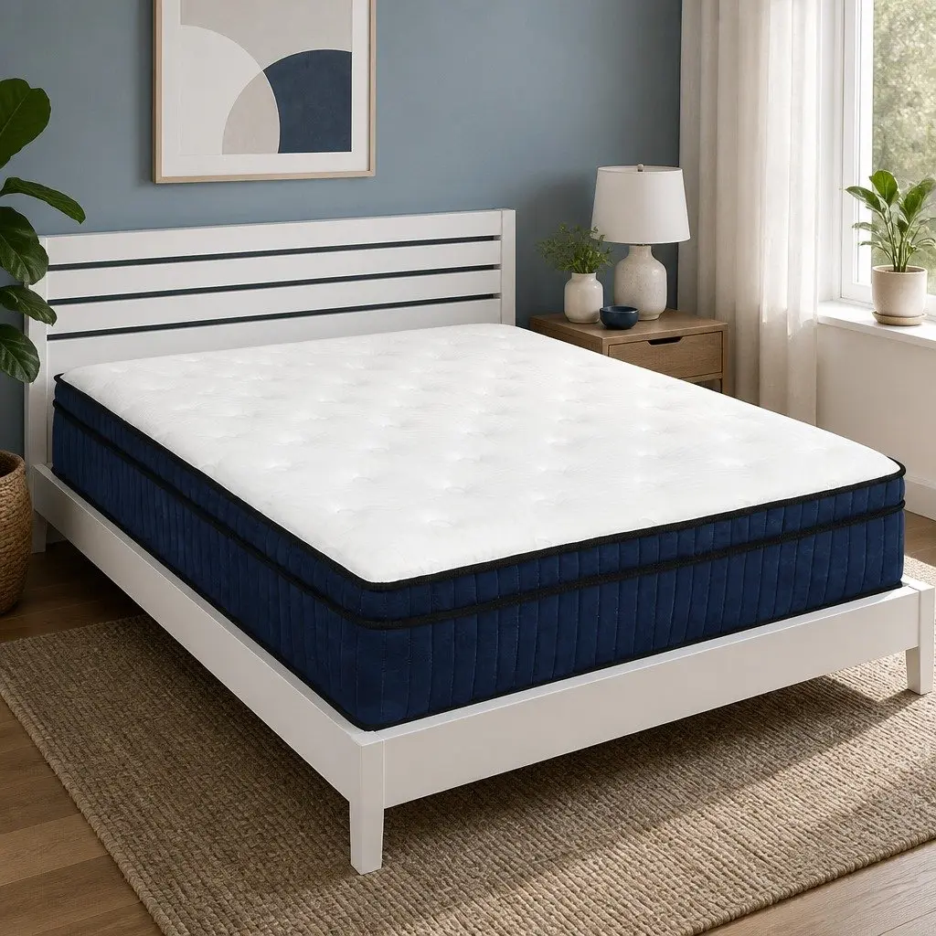 Queen Size Mattress 34cm 7 Zone Pocket Spring Medium Firm Hybrid Foam Support