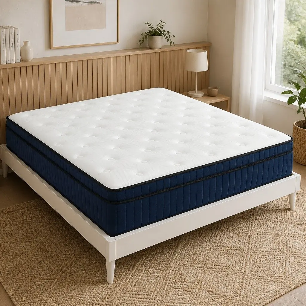 Queen Size Mattress 34cm 7 Zone Pocket Spring Medium Firm Hybrid Foam Support