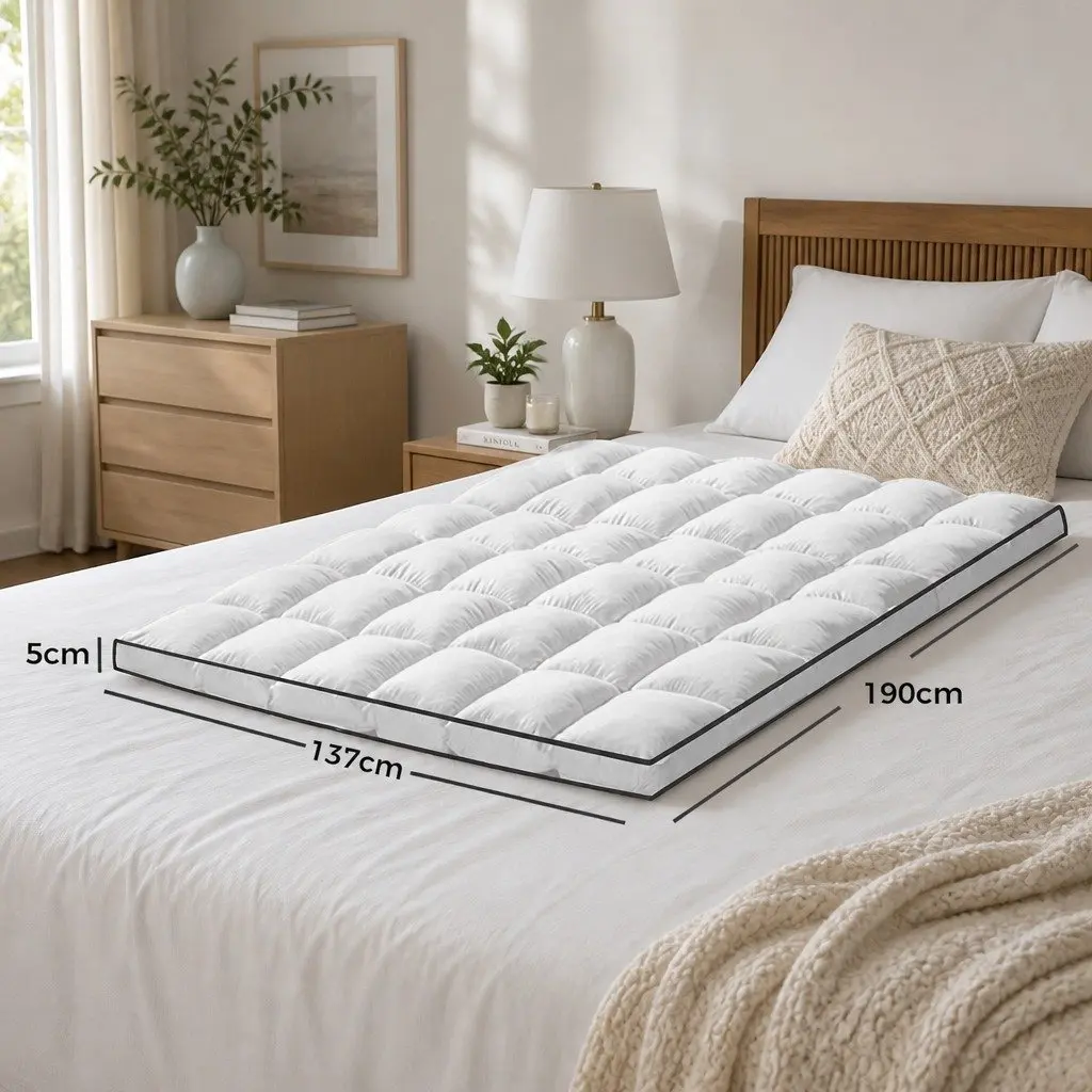 Mattress Topper Double Bed 4-5cm Thick Pillow Top Fitted Elastic Skirt Soft
