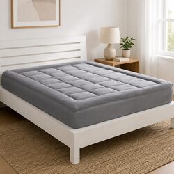 Mattress Topper Double Bed Bamboo Charcoal Fibre Soft Cushion Fitted Elastic
