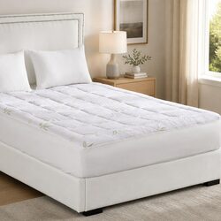 Bamboo Pillowtop Mattress Topper Double Fitted Cooling Bedding Protector