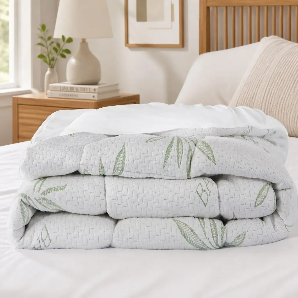 Bamboo Pillowtop Mattress Topper Double Fitted Cooling Bedding Protector