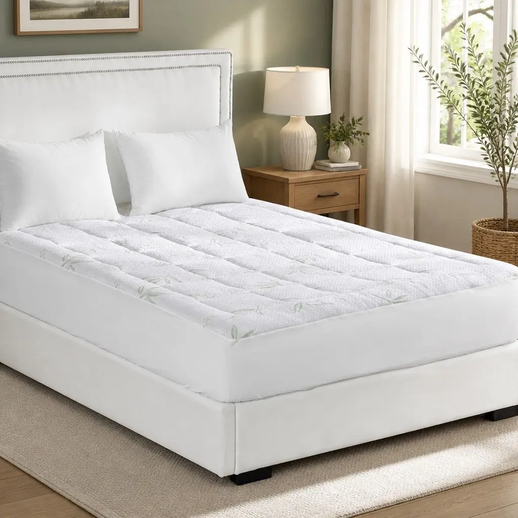 Bamboo Pillowtop Mattress Topper Queen Size Fitted Cooling Sleep Protector