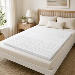 King Latex Mattress Topper 5cm Natural Dunlop Support Bed Pad Breathable