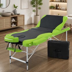 Massage Table 75cm Portable 3 Fold Aluminium Therapy Bed Adjustable Height