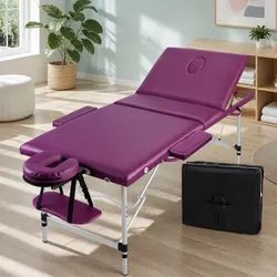 Aluminium Beauty Therapy Bed - Portable 75cm Wide Violet