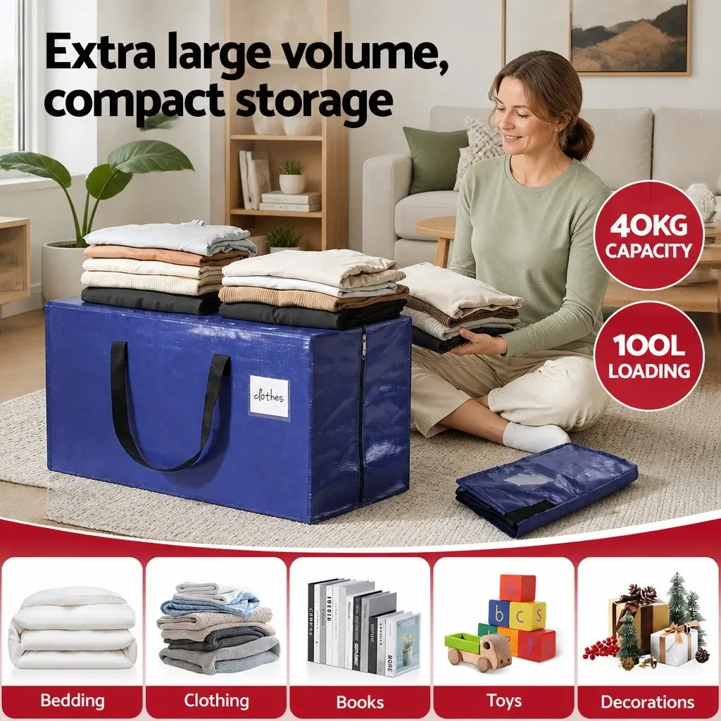 Heavy Duty Moving Bags Large Waterproof Storage Totes with Backpack Straps 5 Pack