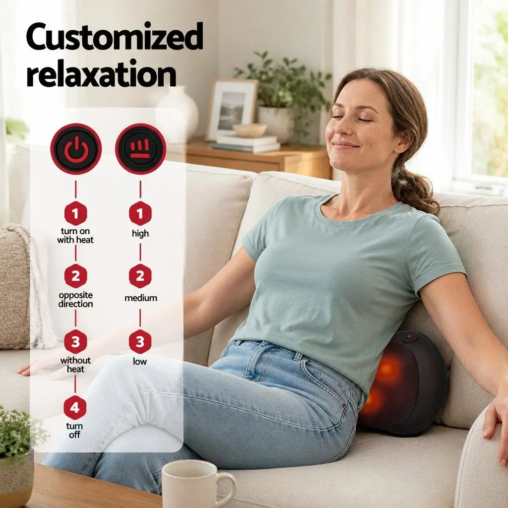 Neck Massager Electric Shiatsu with Heat Kneading Portable USB Powered for Muscle Relaxation