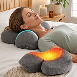Neck Massager Pillow 2-in-1 Memory Foam Cervical Support Heat Vibration Therapy