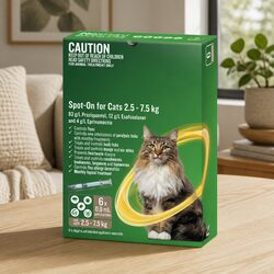 Monthly Parasite Protection for Cats 2.5-7.5kg 6 Pack